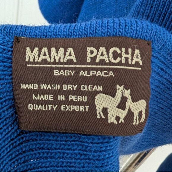 Mama Pacha Baby Alpaca Poncho Womens One Size Blue Peruvian Open Cardigan Wrap - Picture 2 of 5